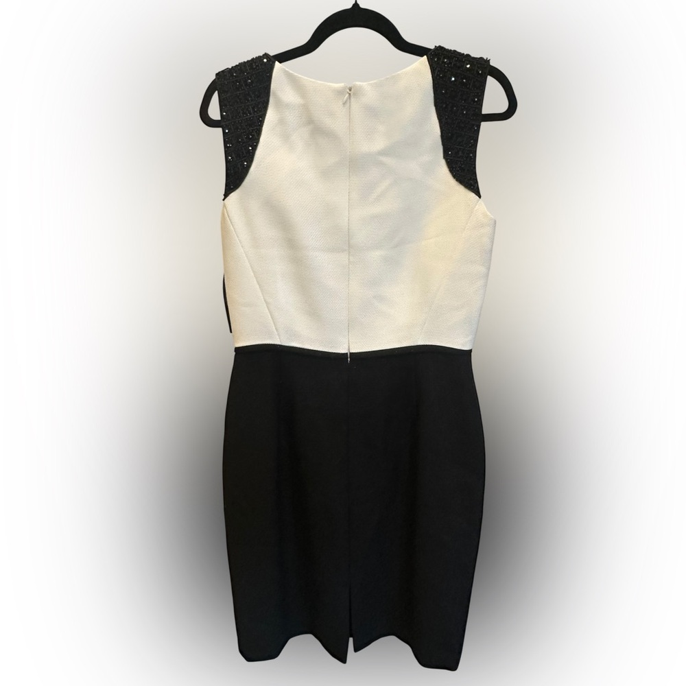 Tahari Arthur S. Levine Chic Black studs and White Sleeveless Mini Dress size 8 - Picture 5 of 14